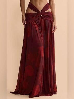 Melani the Label Twist-Waist Burgundy Martina Maxi Skirt
